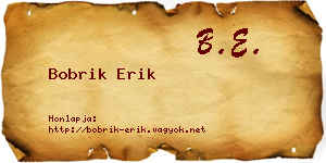 Bobrik Erik névjegykártya
